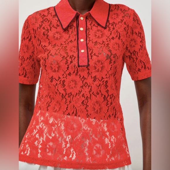 No. 6 Tops - ❤️No. 6 Store Diedre Red Lace Polo Shirt w/ Button Down. Size Medium